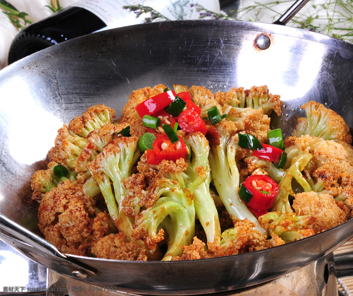 干锅有机花菜 干锅 菜花 花菜 有机 有机菜花 有机花菜 传统美食 餐饮美食