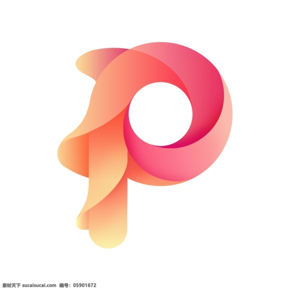 字母 p 渐变 多层次 icon 图标 字母p图标 app 渐变字母图标 扁平化 粉色 系列