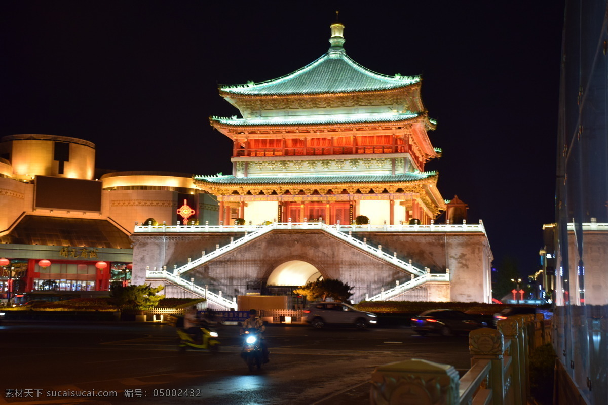 钟鼓楼西安 西安地标中心 夜景 陕西旅游 西安城市标志 钟鼓楼 旅游摄影 国内旅游