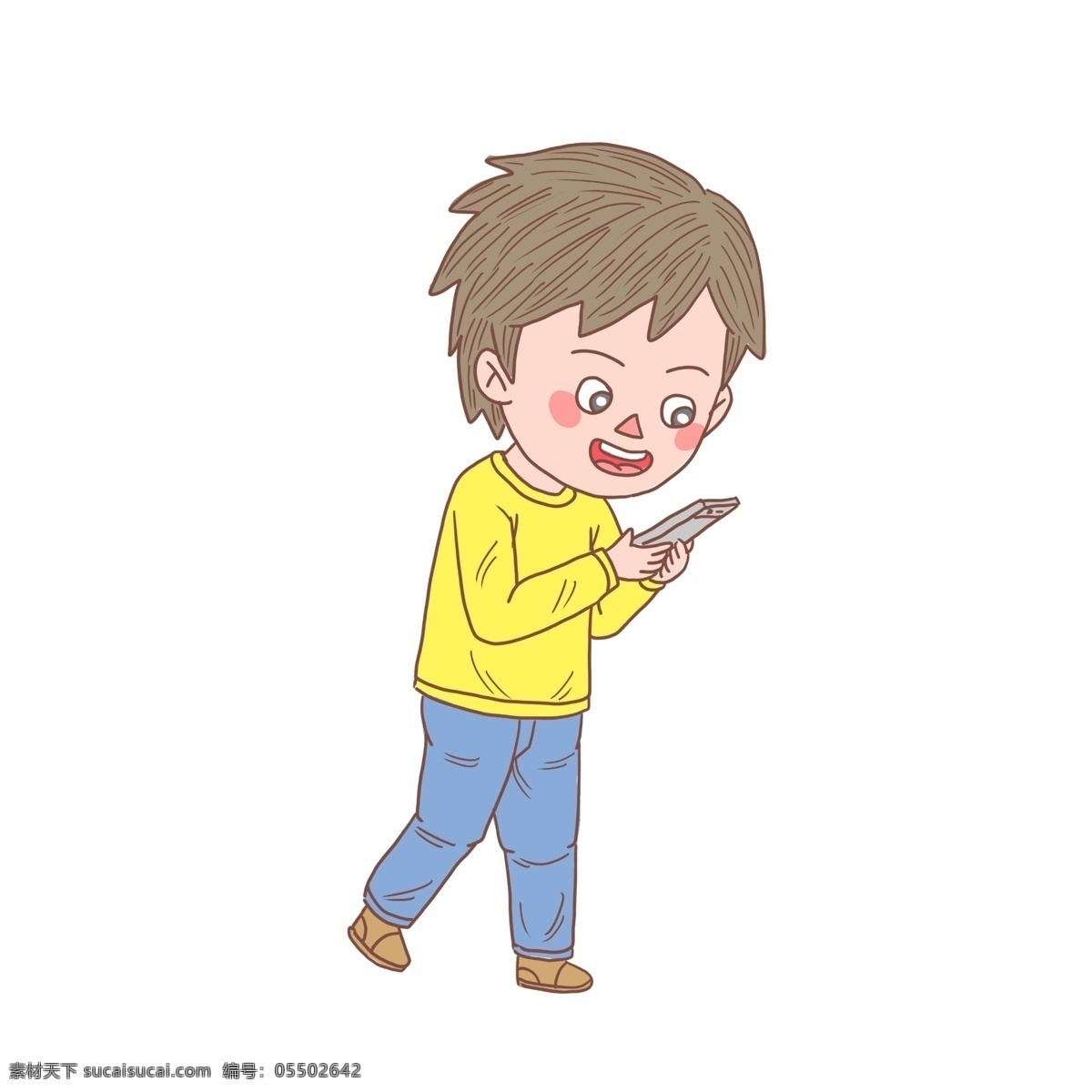 卡通 手绘 人物 走路 看 手机 男孩 手账 简笔画 开心男孩 打电话男孩 接手机男孩 看手机 走路看手机