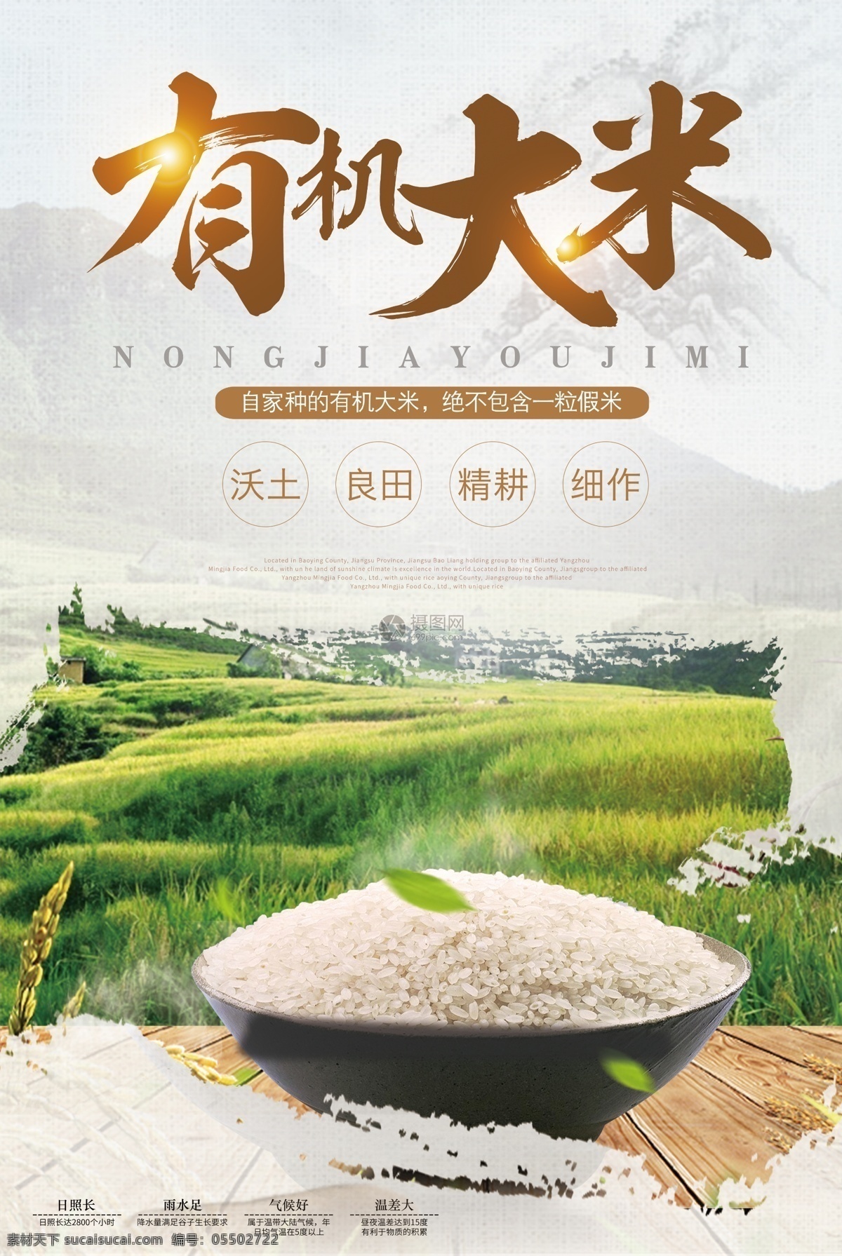 有机 大米 五谷杂粮 稻田 有机大米 超市绿色食品 米饭 珍惜粮食 环保 健康 物料 海报