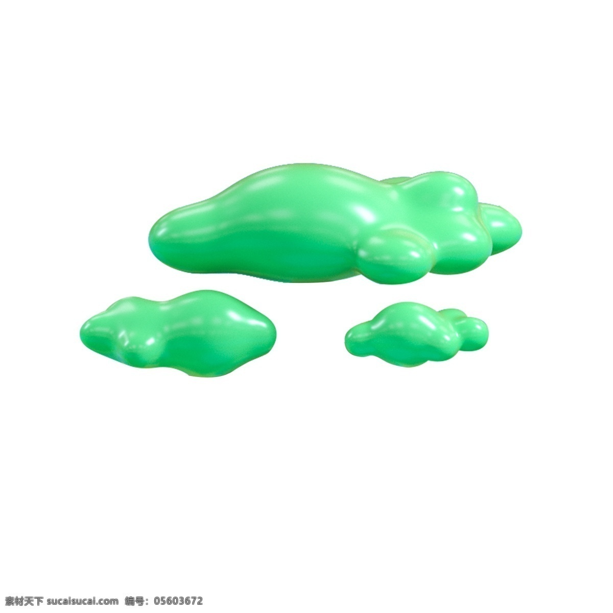 绿色 圆润 漂浮 云朵 元素 纹理 质感 装饰 电商 活动 打折 优惠 模型 浪漫 可爱 真实