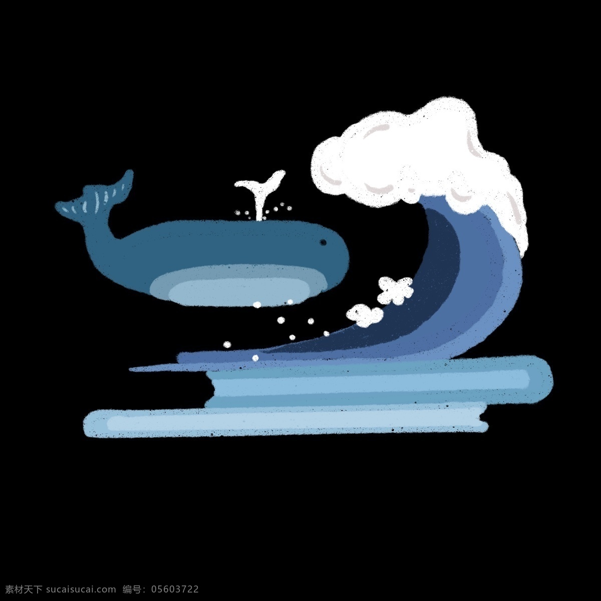 卡通鲸鱼插图 卡通 鲸鱼 海浪