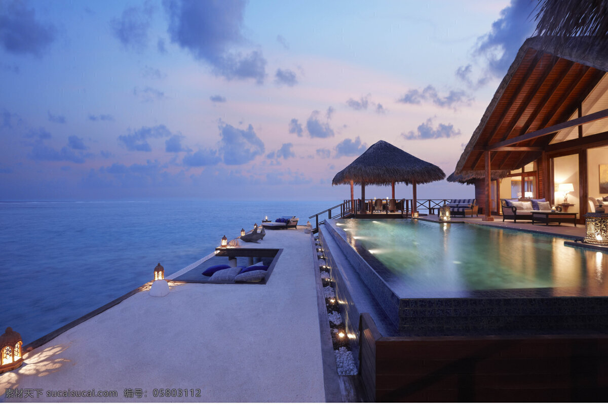 马尔代夫 度假村 度假屋 度假 小屋 木屋 海水 海湾 海边 海岸 夜景 灯光 天空 自然景观 建筑景观