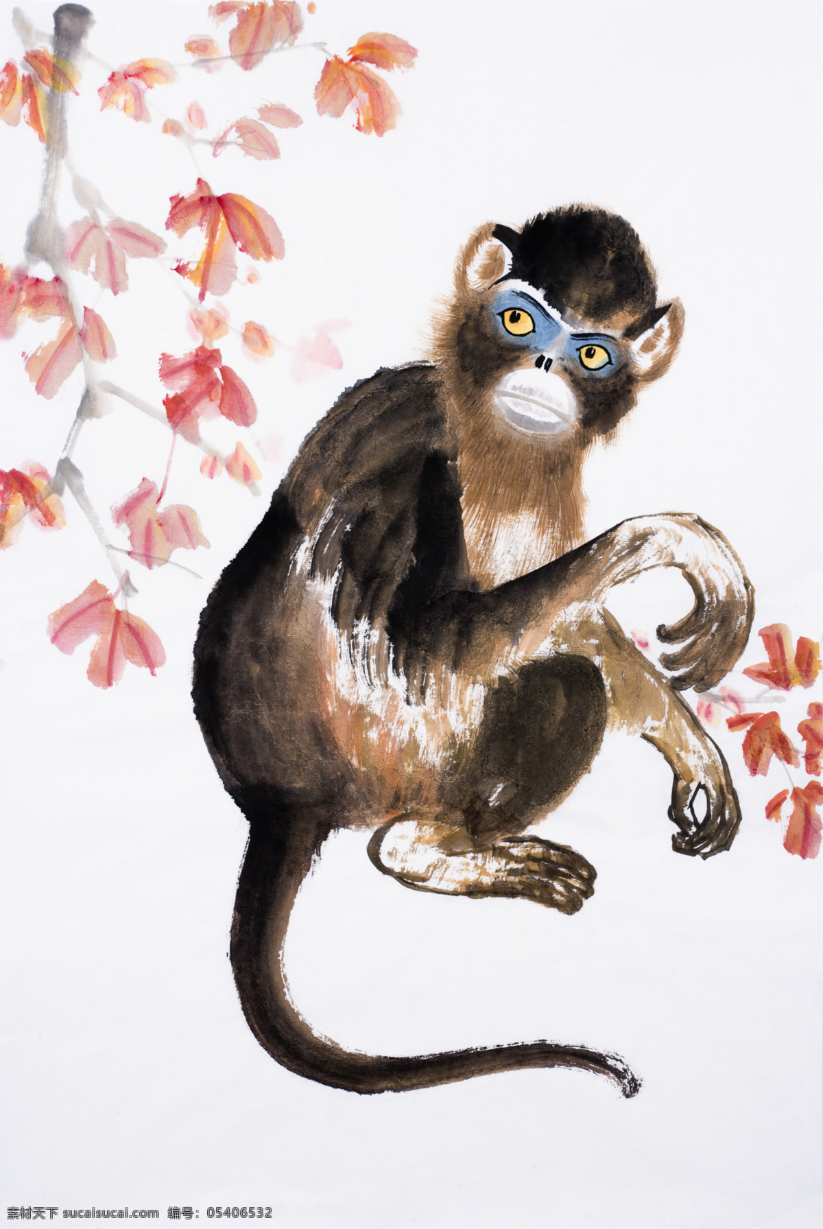 猴子 绘画 绘画书法 民俗 生肖 文化艺术 中国画 猴 设计素材 模板下载 绘画猴 画作 猴年