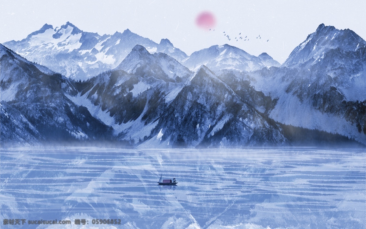 冰川时代 抽象画 不分层 冰山 油画