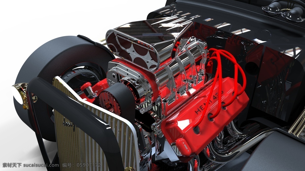 插件 绘制 半 升 v8 发动机 keyshotrendering 3d模型素材 其他3d模型