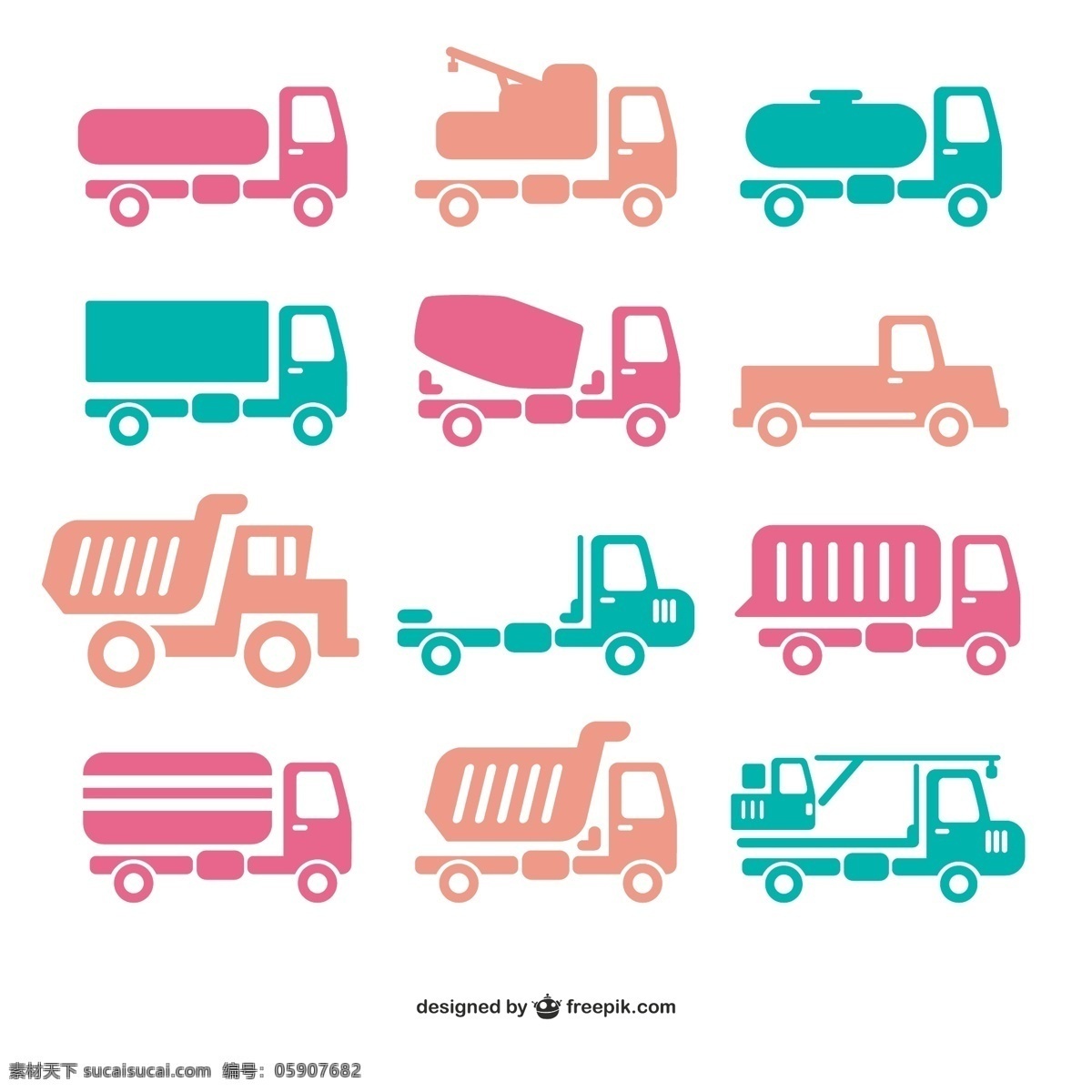 洗车 卡车 货车 图标 卡通汽车 汽车图标 起重车 矢量图 日常生活