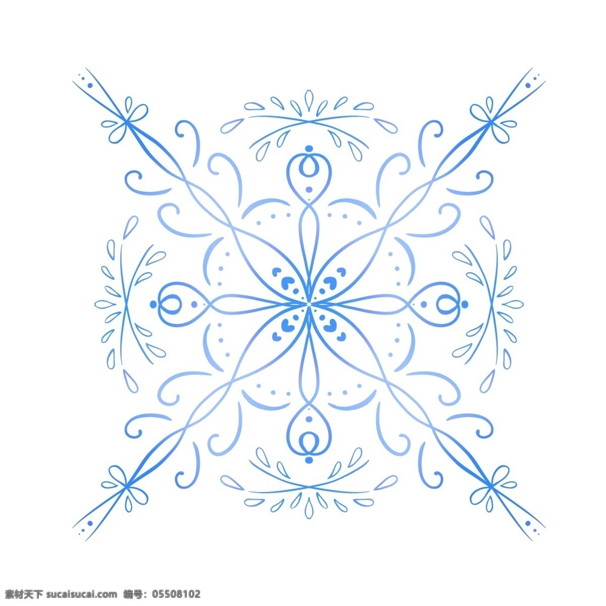 青花兰彩花纹 蓝色 时尚 漂亮