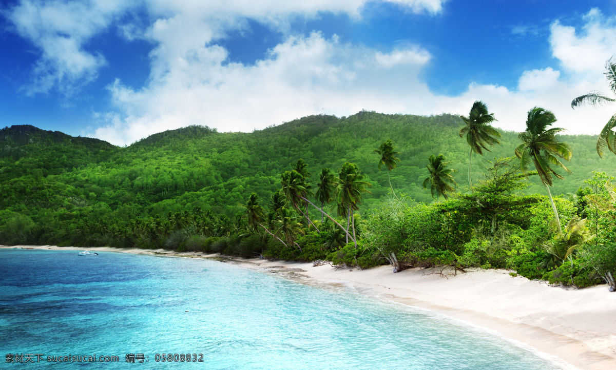 海边美景 白云 大海 海边 海面 海水 海滩 蓝天 热带风景 边美景 蓝海水 沙滩 沙子 树林 树木 云彩 自然风景 自然景观 psd源文件