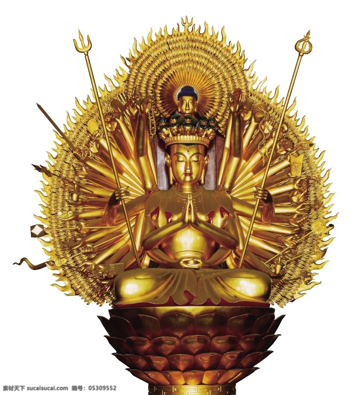 千手观音 佛教 虔诚 莲花座 双手合十 神灵 分层 源文件