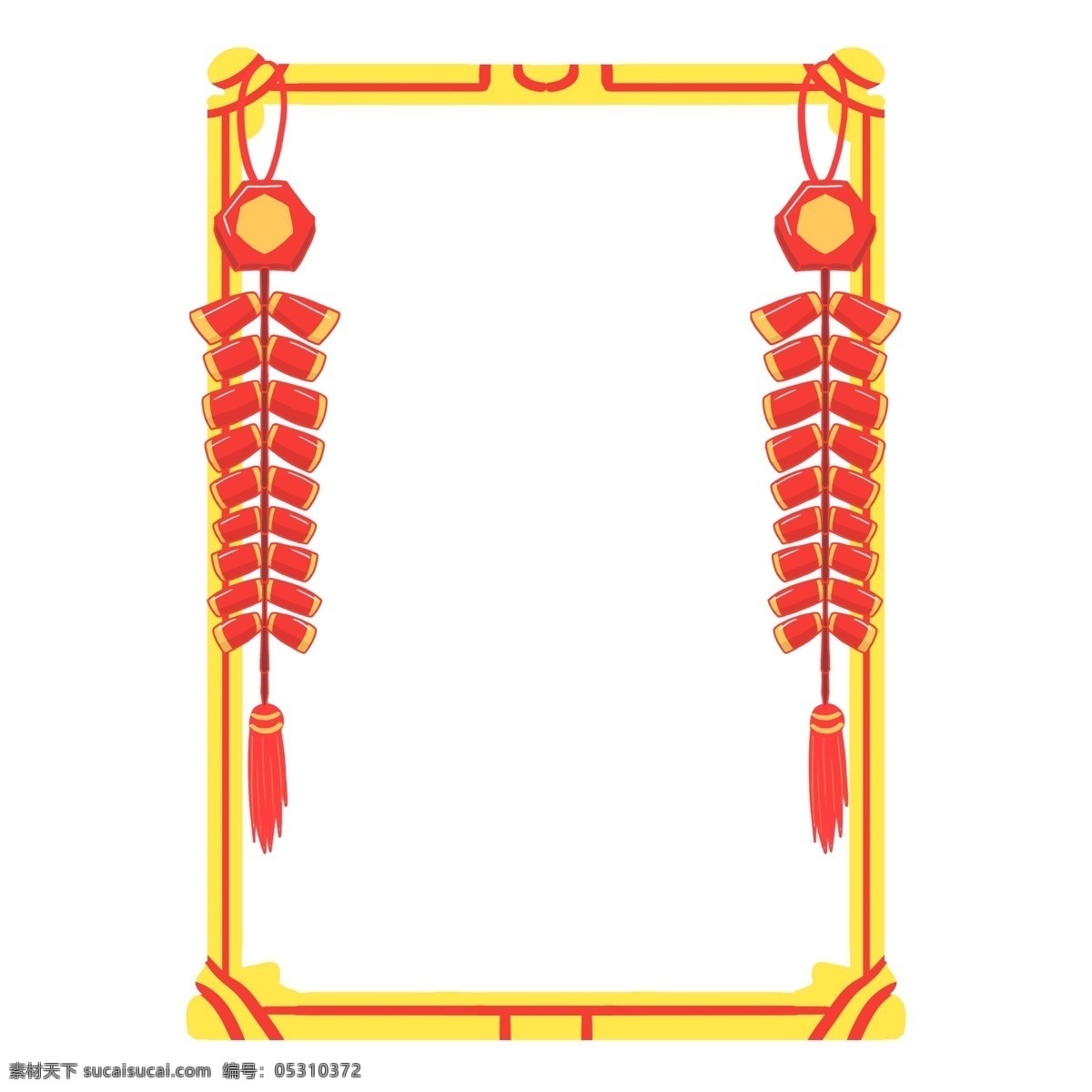 手绘 鞭炮 元旦 边框 插画 手绘边框 鞭炮边框 红色 新年 新年边框 元旦边框 元旦边框插图 2019