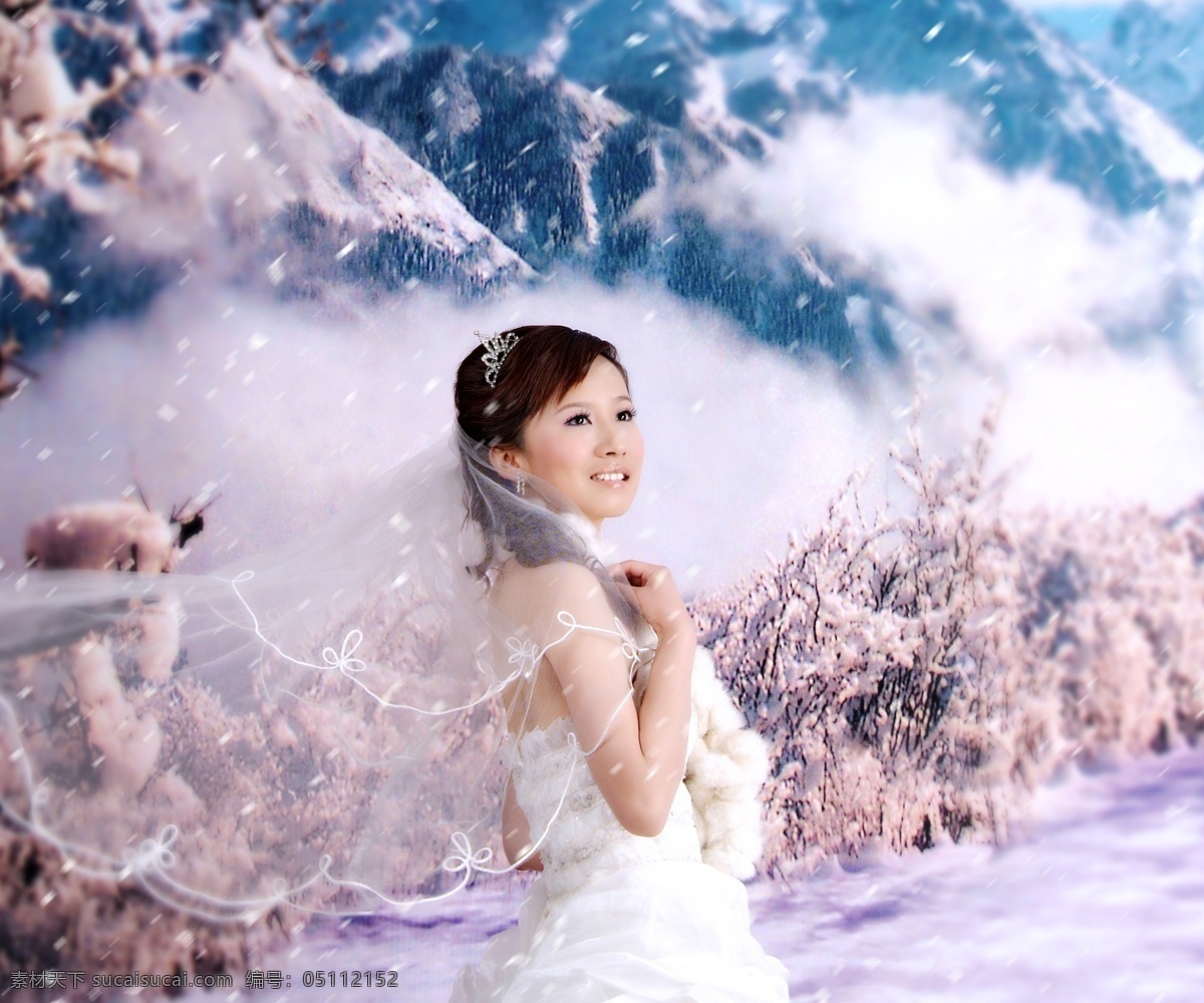 相册 封面 头纱 相册封面 雪地 雪花 psd源文件 婚纱 儿童 写真 模板