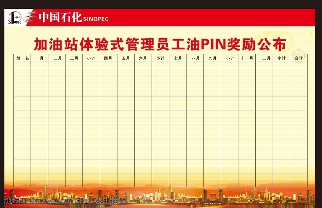 加油站 pin 公布 表 奖励公告 体验式 管理员工 城市 中国石化 展板 展板模板