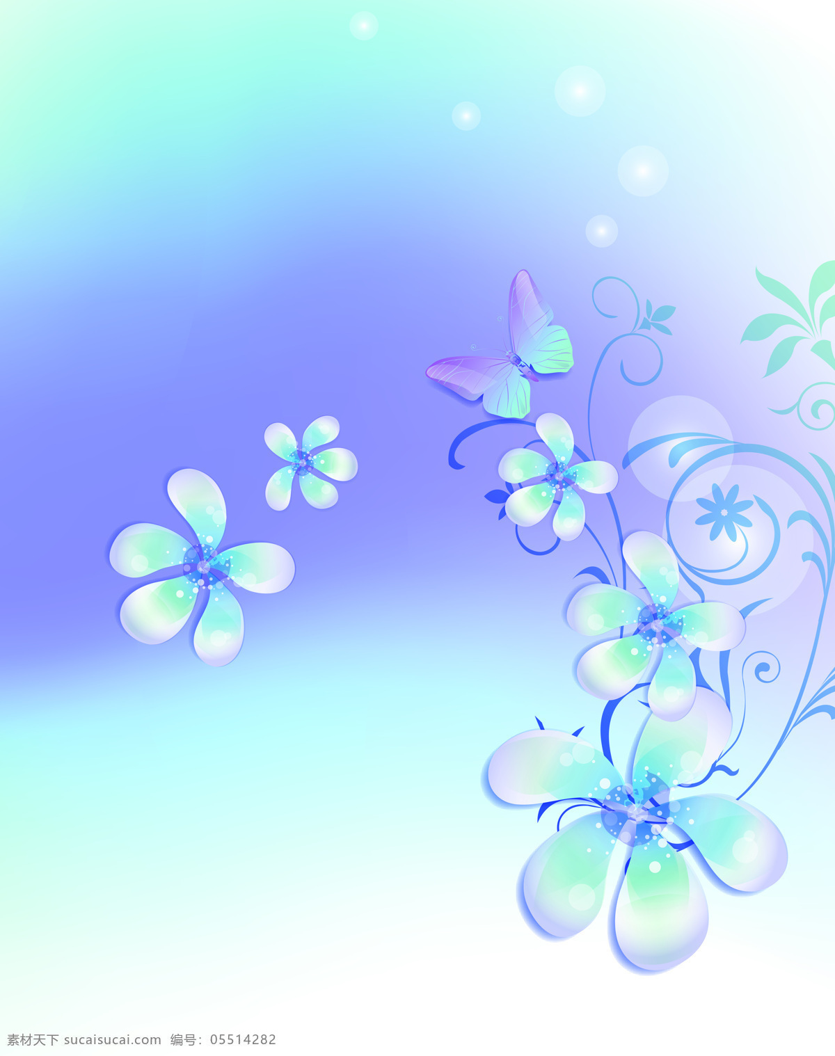中式 梦幻 花朵 彩蝶 移门 画 效果图 移门画