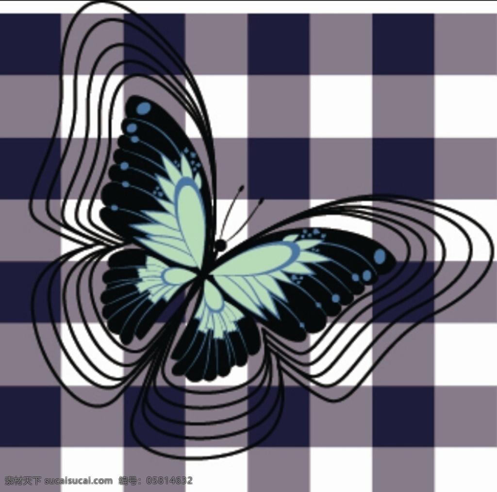 黑白 格子 蝴蝶 放版 线条 彩蝶 素材一刻 生物世界 昆虫