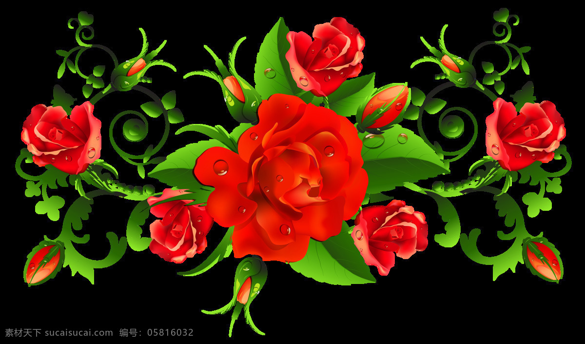 清新 美丽 手绘 红色 玫瑰花 装饰 元素 红色玫瑰花 花束 捧花 装饰元素 植物 爱心花形