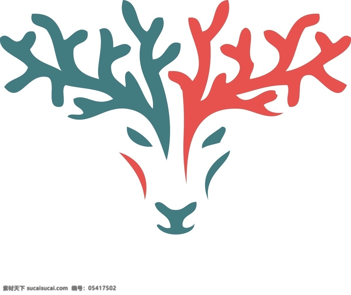 家居 艺术品 logo 动物 麋鹿 鹿角 珊瑚 鹿茸 艺术 延伸 白色 圣诞 红绿