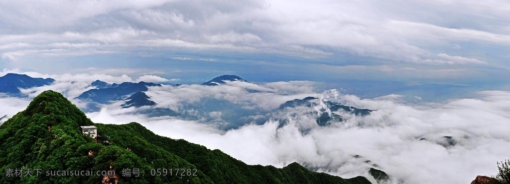 云雾缭绕 山云海 风景 山尖 建筑 重重 自然景观 山水风景