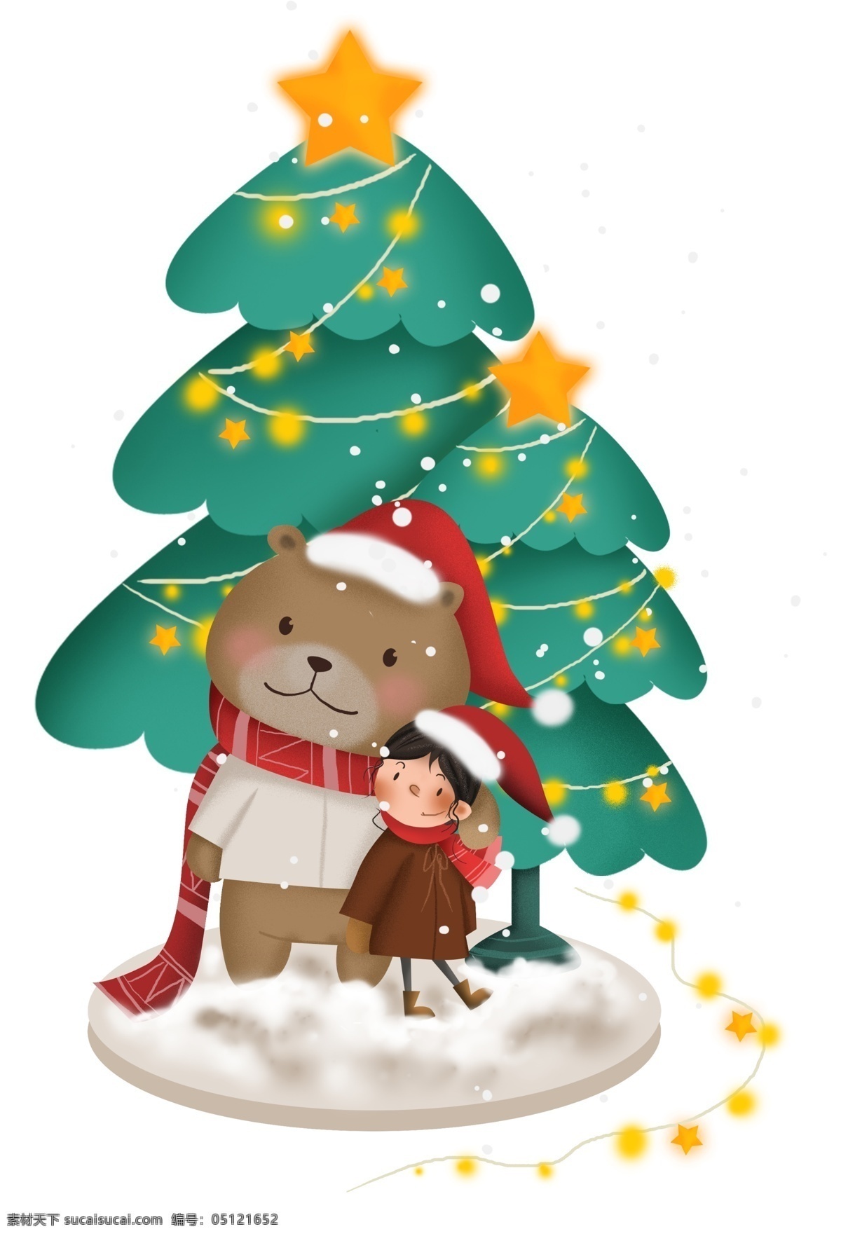 圣诞节 圣诞 树下 小 熊 儿童 女孩 雪花 礼物 圣诞树 星星 商场活动 幼儿园 雪地 小熊 下雪