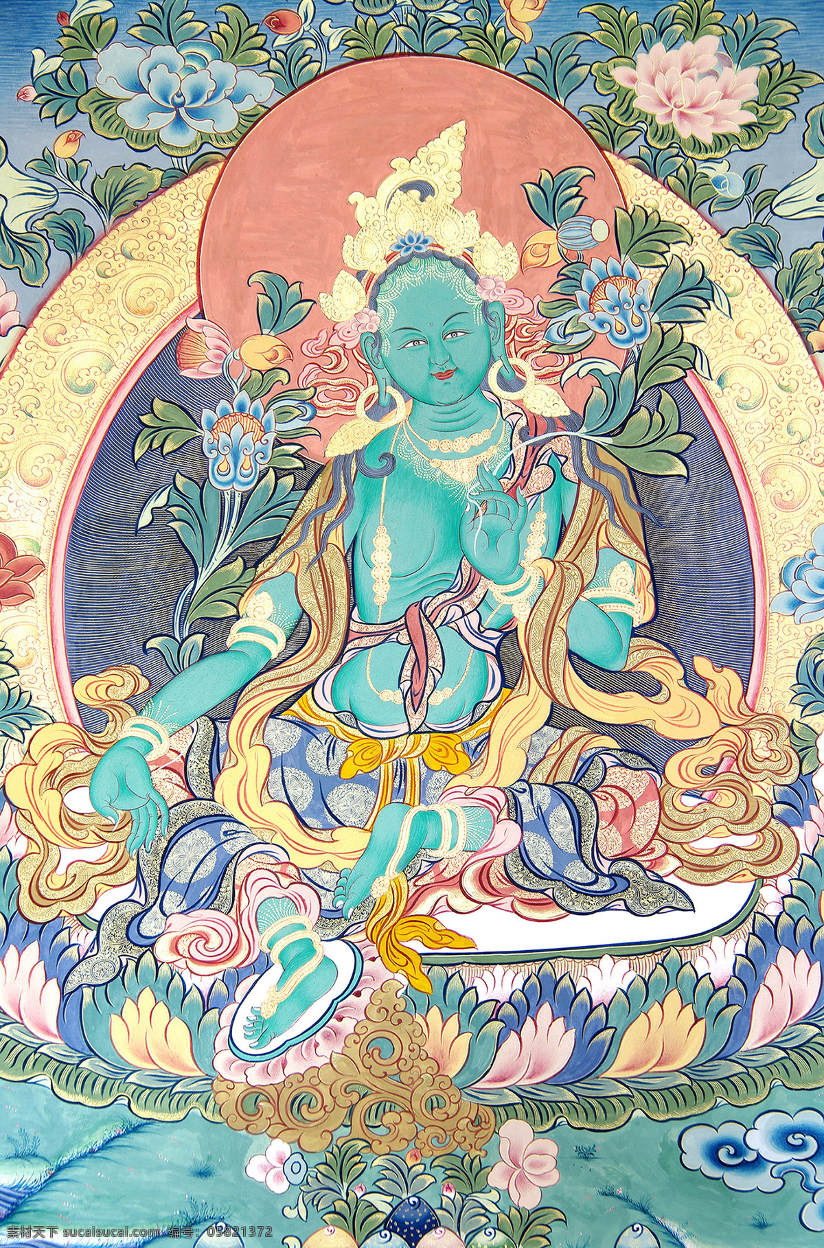 绿度母 唐卡 唐卡艺术 唐卡素材 宗教艺术 文化艺术 宗教信仰