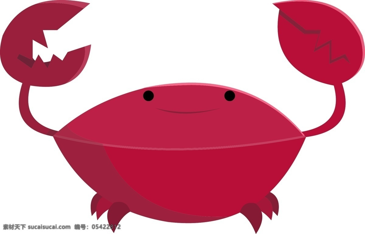 可爱 小 螃蟹 矢量 动物 红色 卡通 蟹钳 矢量图 矢量人物