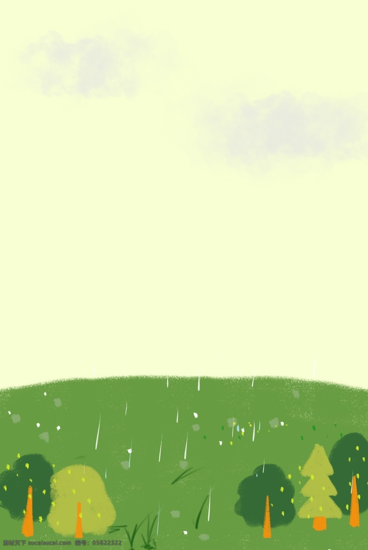 雨水 传统 节气 分层 banner 雨水节气 传统节气 二十四节气 手绘 插画 绿色 春天 创意合成