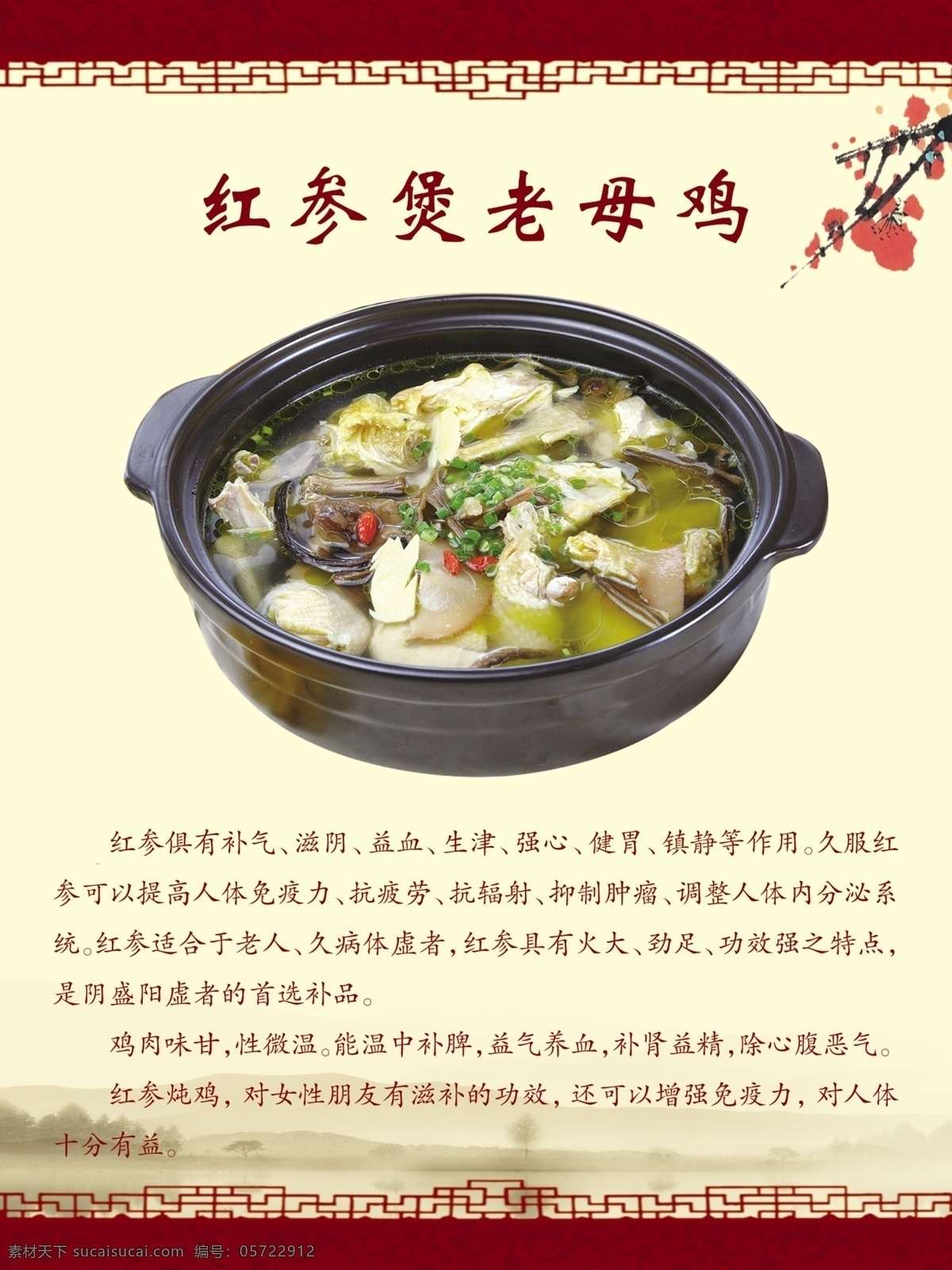 红参煲老母鸡 老母鸡汤 鸡汤 炖汤 老母鸡 分层