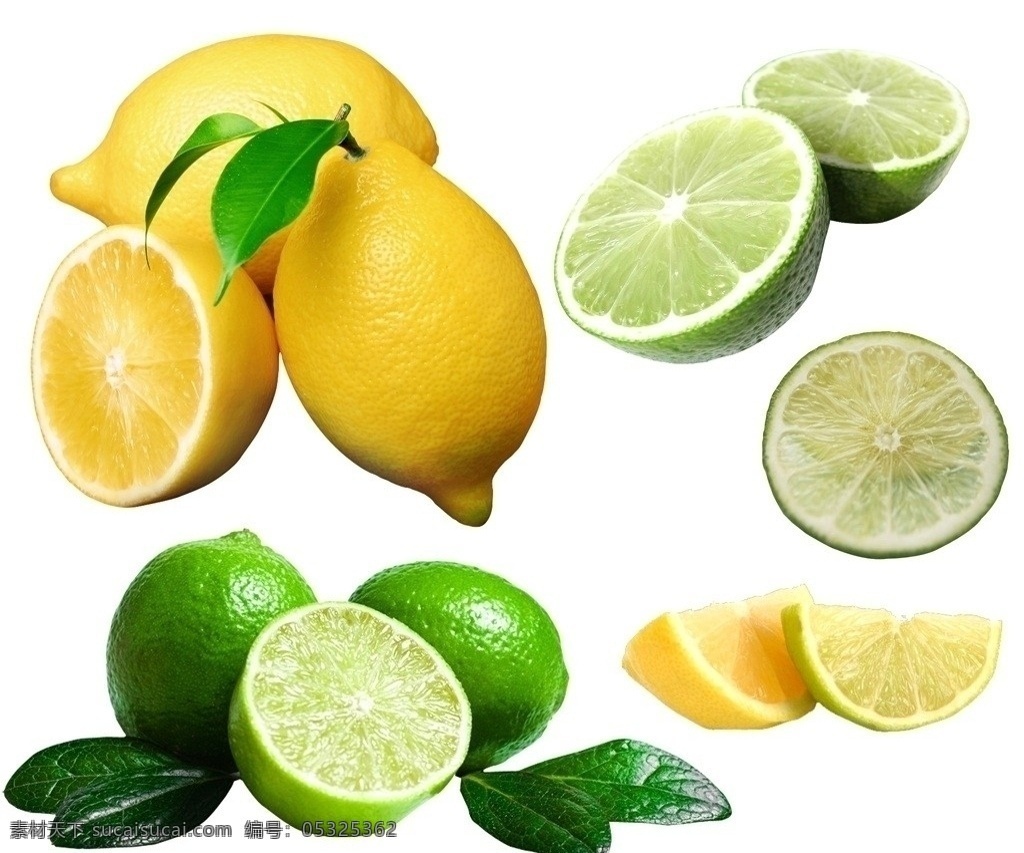 柠檬 柠檬片 柠檬半 绿柠檬 分层 源文件
