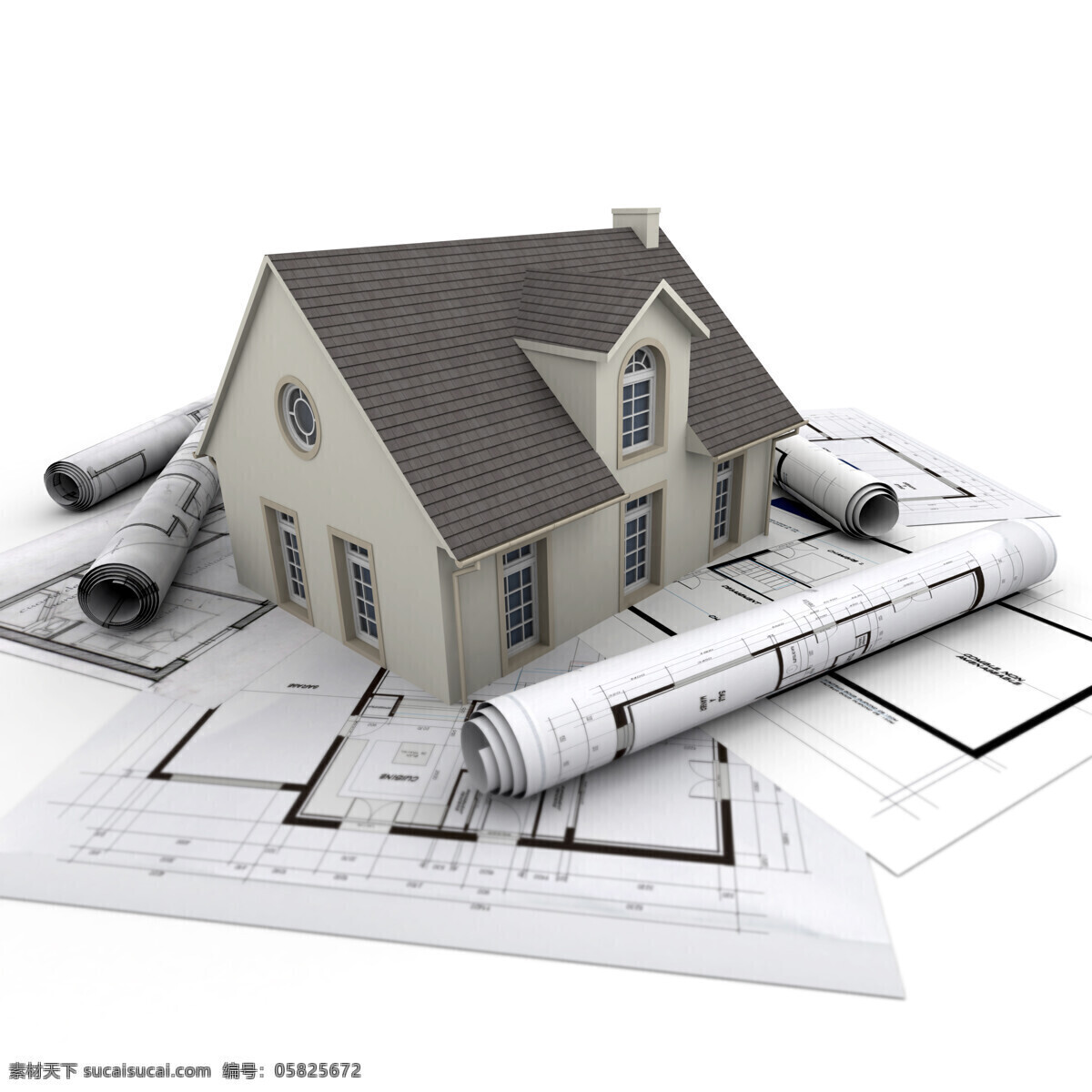 图纸 上 别墅 模型 设计图 建筑模型 房屋模型 建筑设计 别墅模型 环境家居