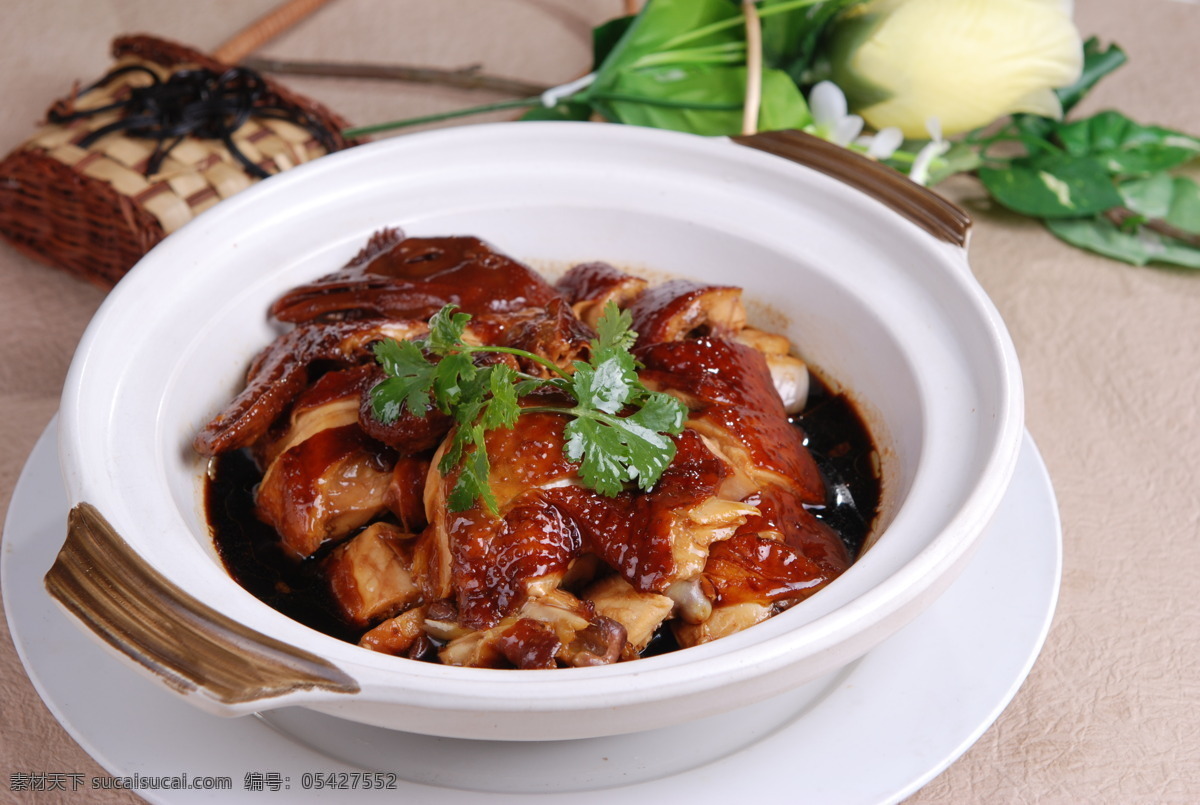 瓦撑焗豉油鸡 餐饮美食 传统美食 摄影图库