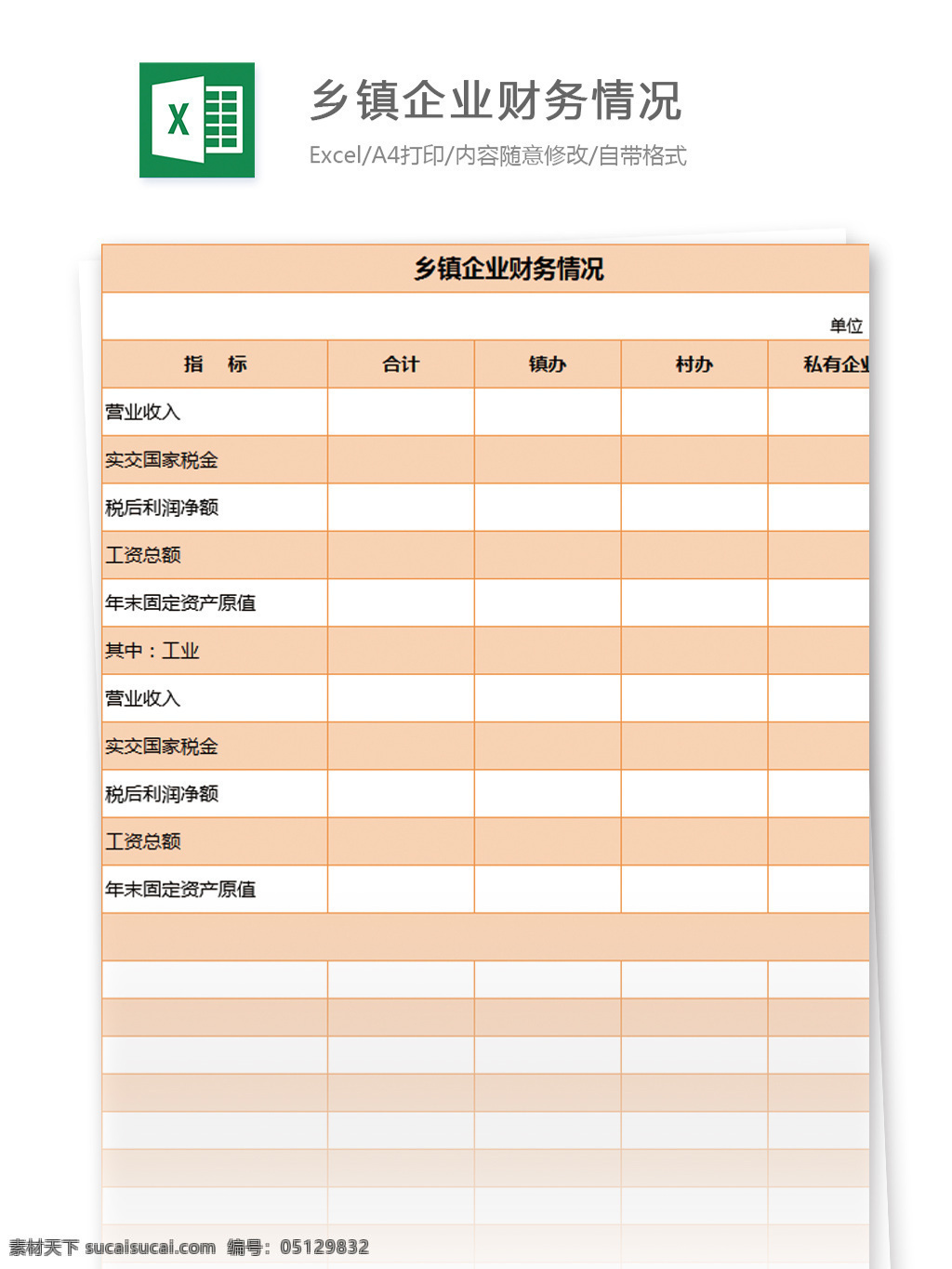 乡镇企业 财务 情况 excel 模板 表格 表格模板 图表 表格设计