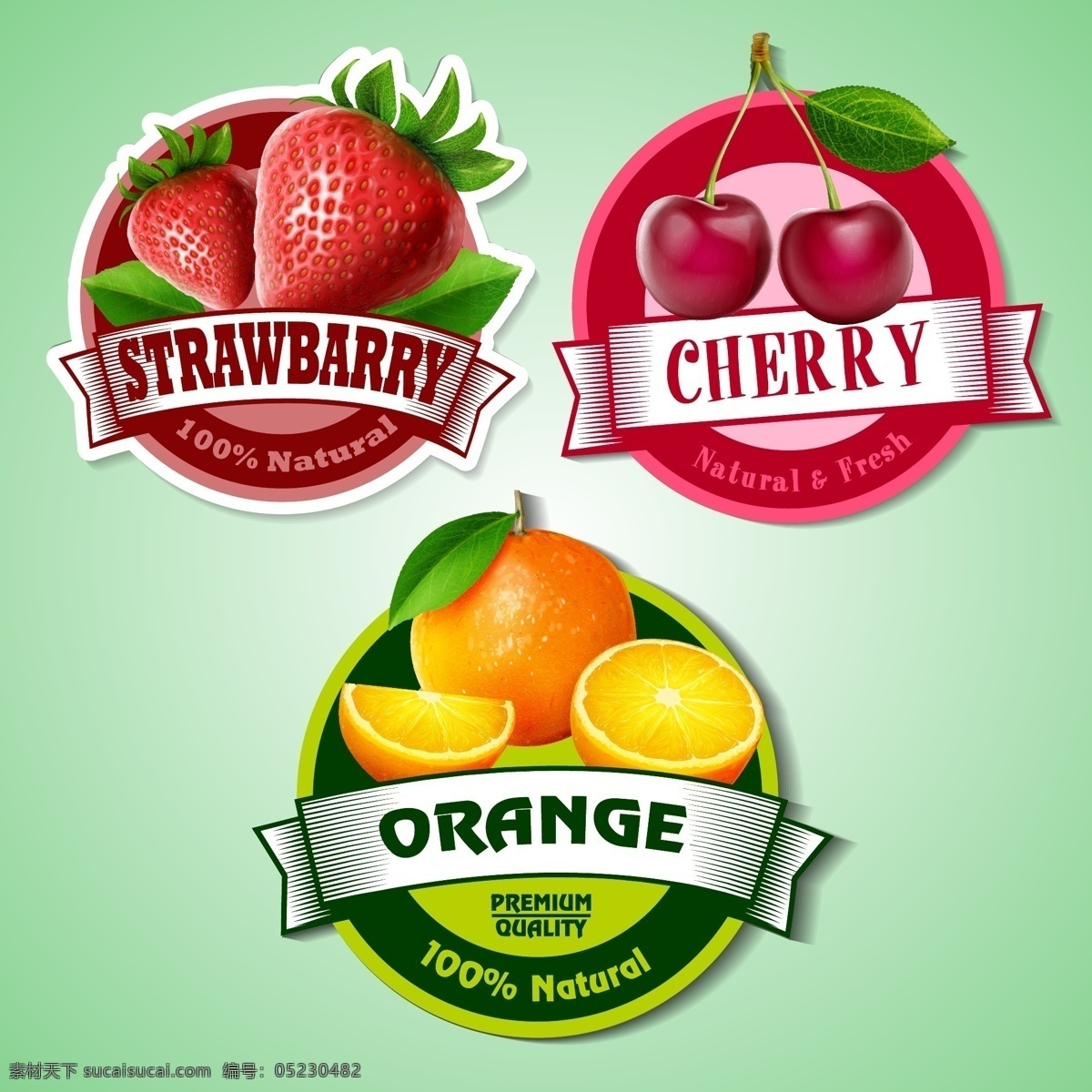 款 精美 水果 标签 矢量 草莓 樱桃 橙子 甜橙 丝带 图标 美味 食品 食物 零食 叶子 字母 价格标签 食品果蔬 分层