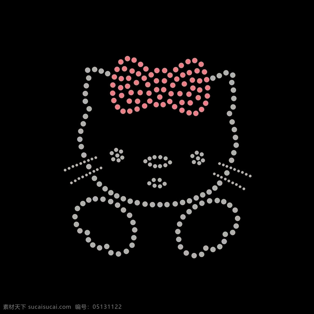 烫钻免费下载 动物 服装图案 蝴蝶结 卡通 猫 烫钻 面料图库 服装设计 图案花型