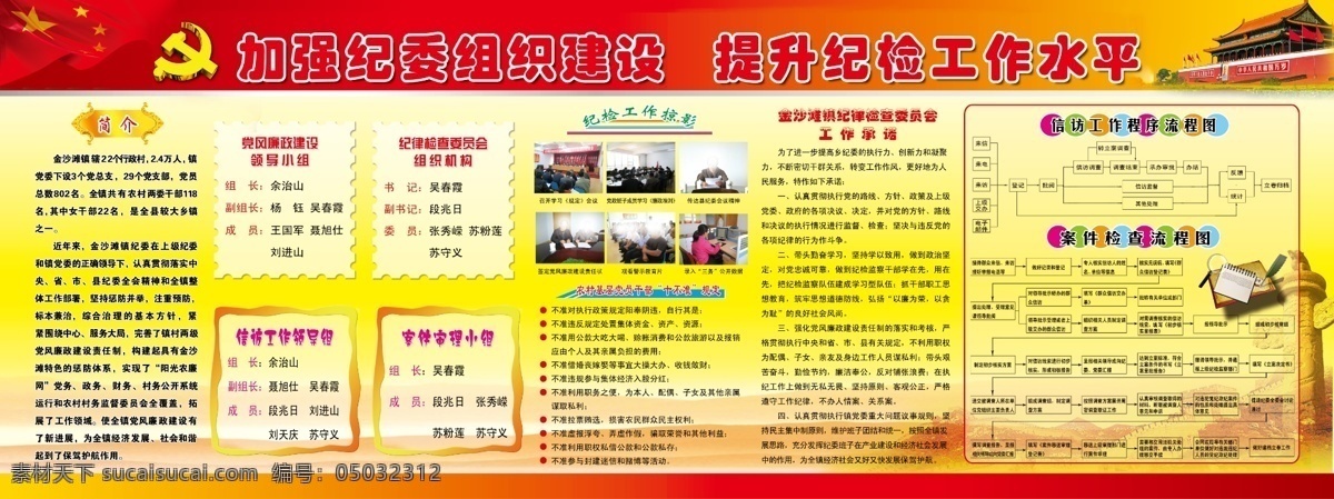 广告设计模板 国旗 黄色底图 天安门 源文件 展板模板 乡镇 纪检委 展板 纪检委展板 红色彩图 信访工作 流程图 案件 检查 其他展板设计