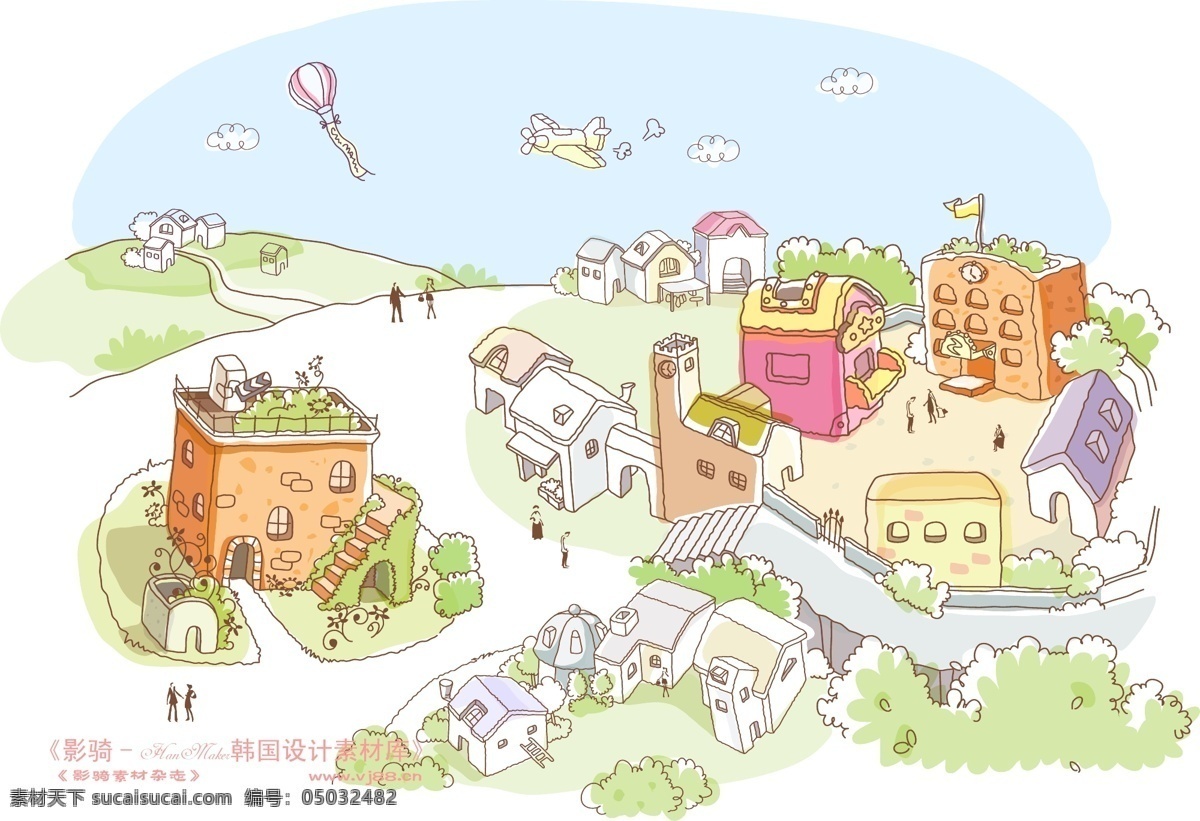 线条 城市 风景 hanmaker 韩国 设计素材 库 线条城市风景 卡通 漫画 手绘 矢量图 建筑家居