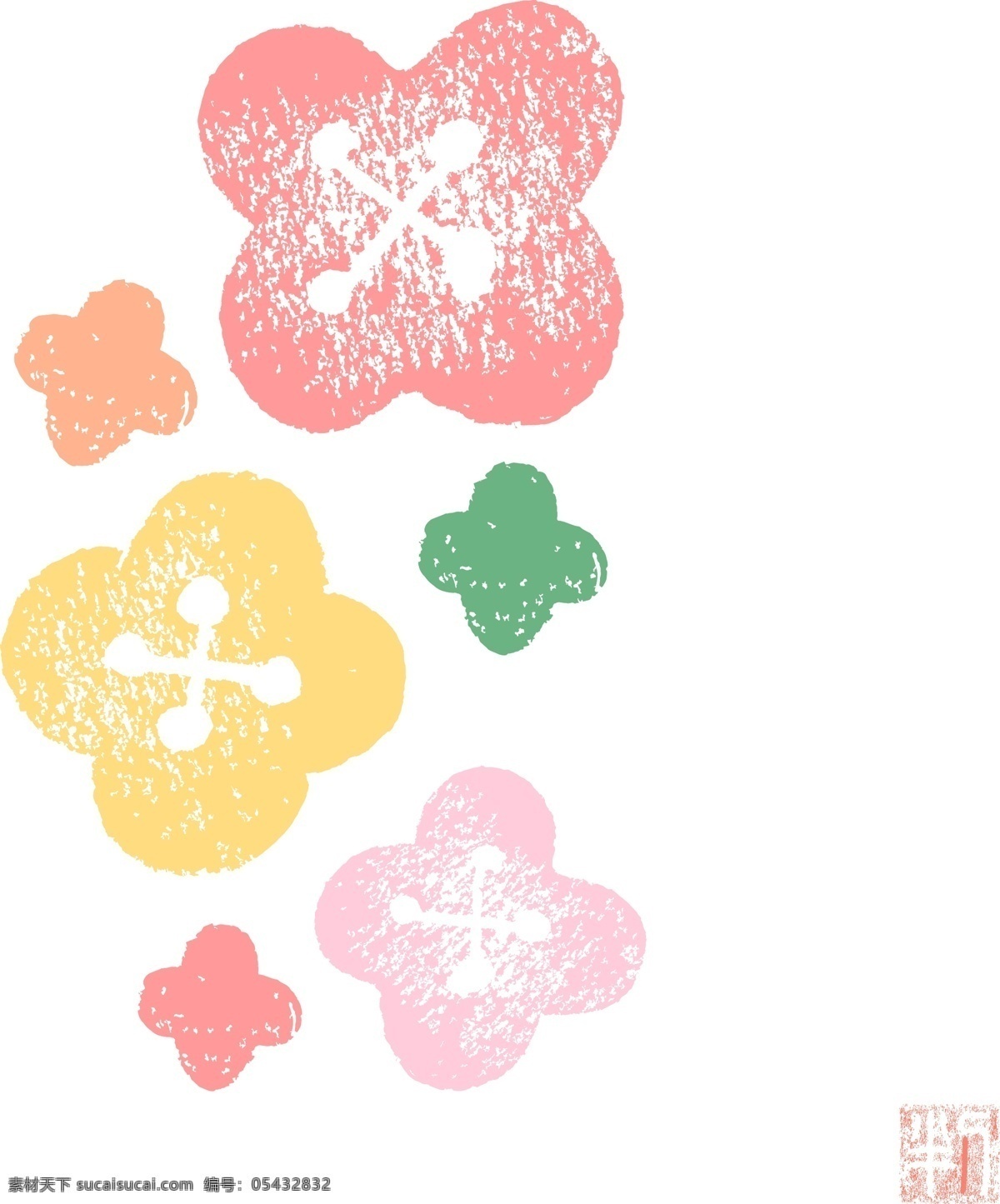 可爱 花朵 设计素材 合集 粉色 日系 图案 卡通 绘画 物品 头像 橡皮章 风格