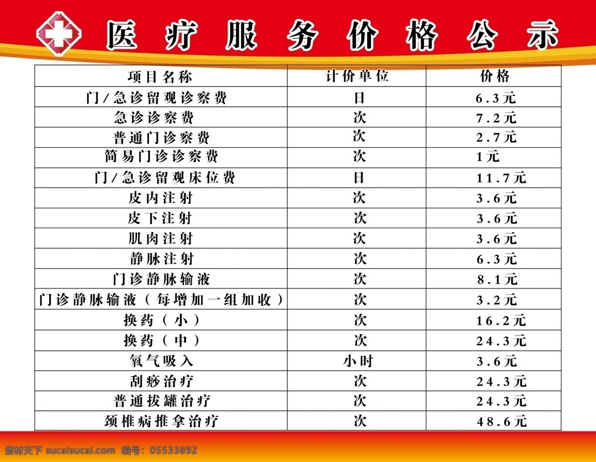 价格公示 医疗服务 价目表 医疗服务价格 价格公司栏 展板