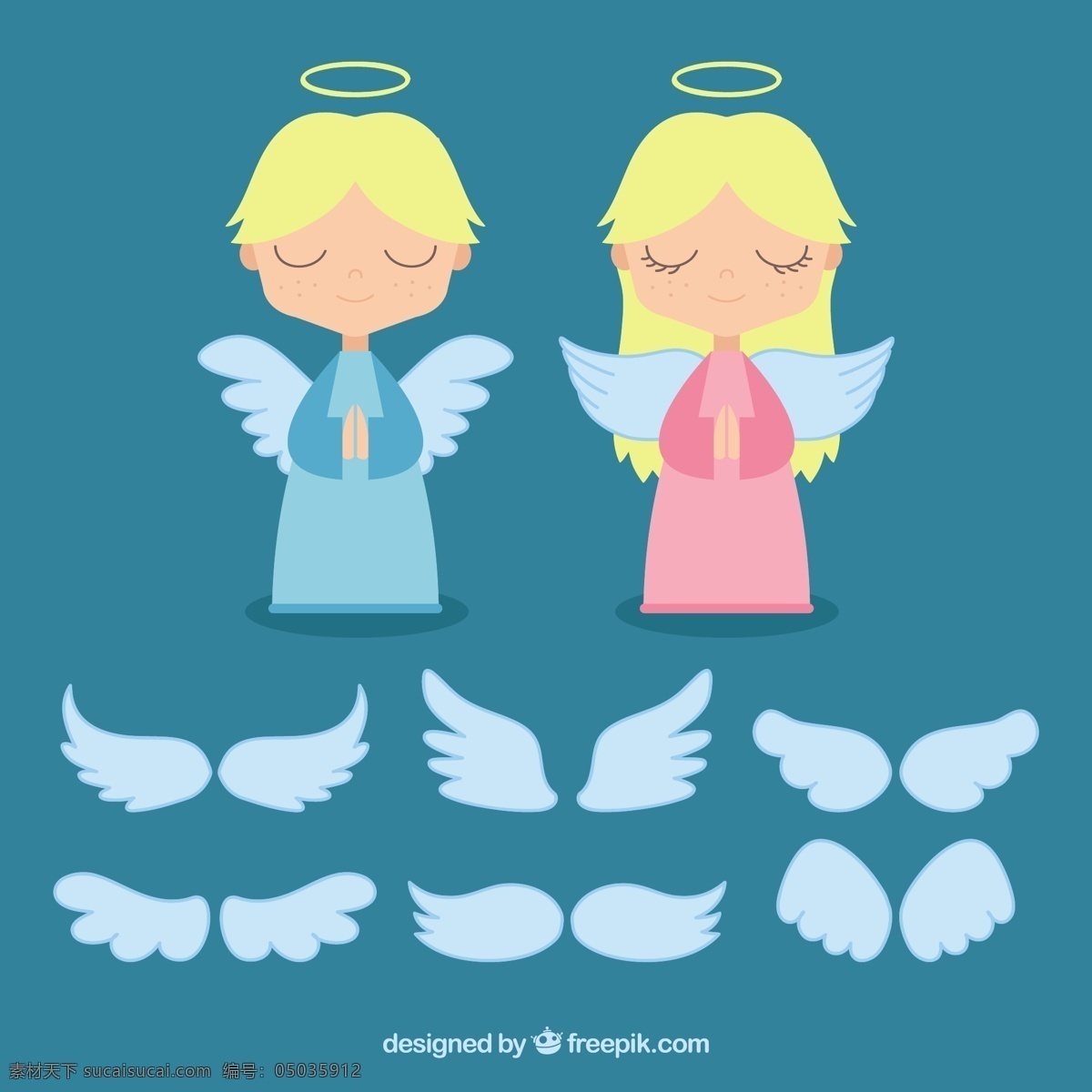 天使 不同 翅膀 可爱 插图 天堂 不同是 图标 高清 源文件