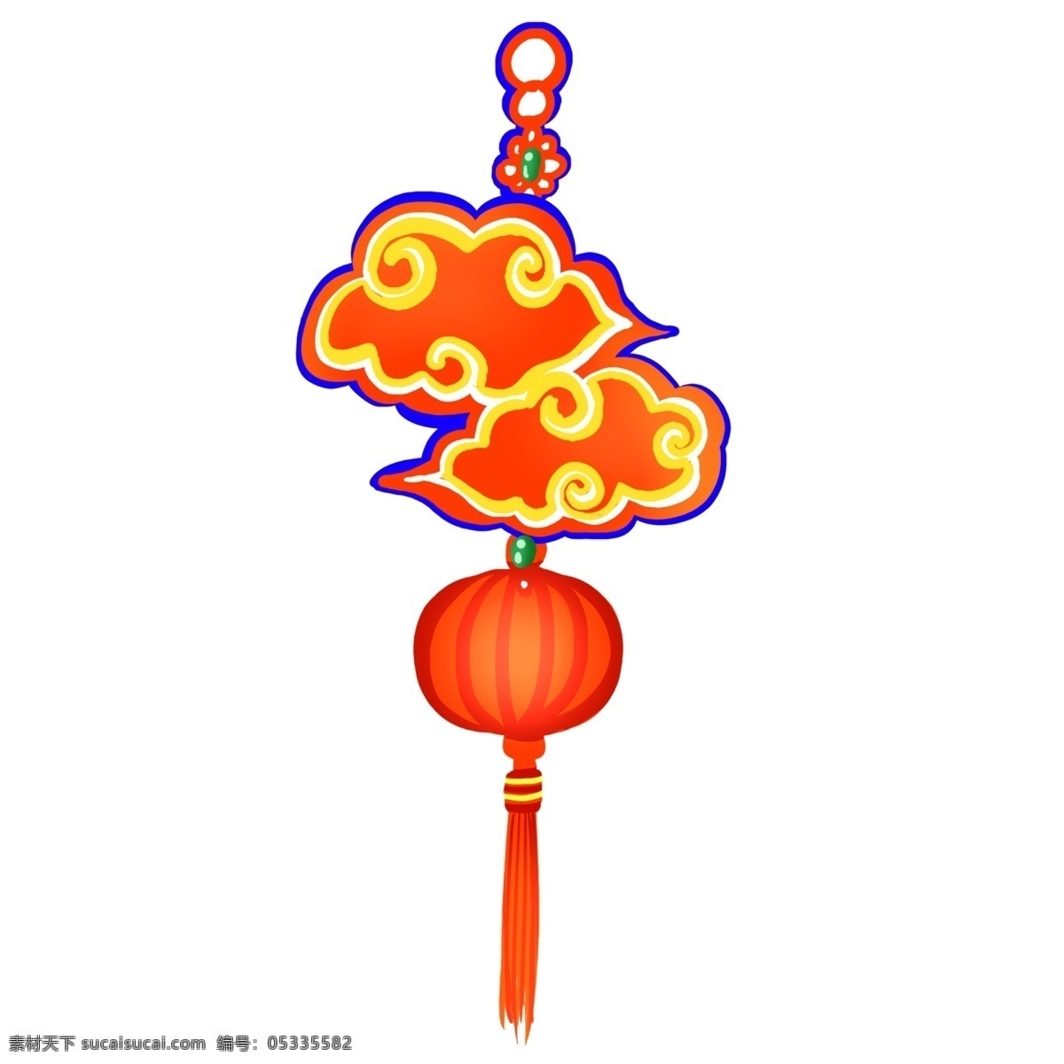 2019 祥云 挂饰 蓝色 红色 可爱 小清新 新年 猪年 中国风 元旦 灯笼 云彩 祝福 古风
