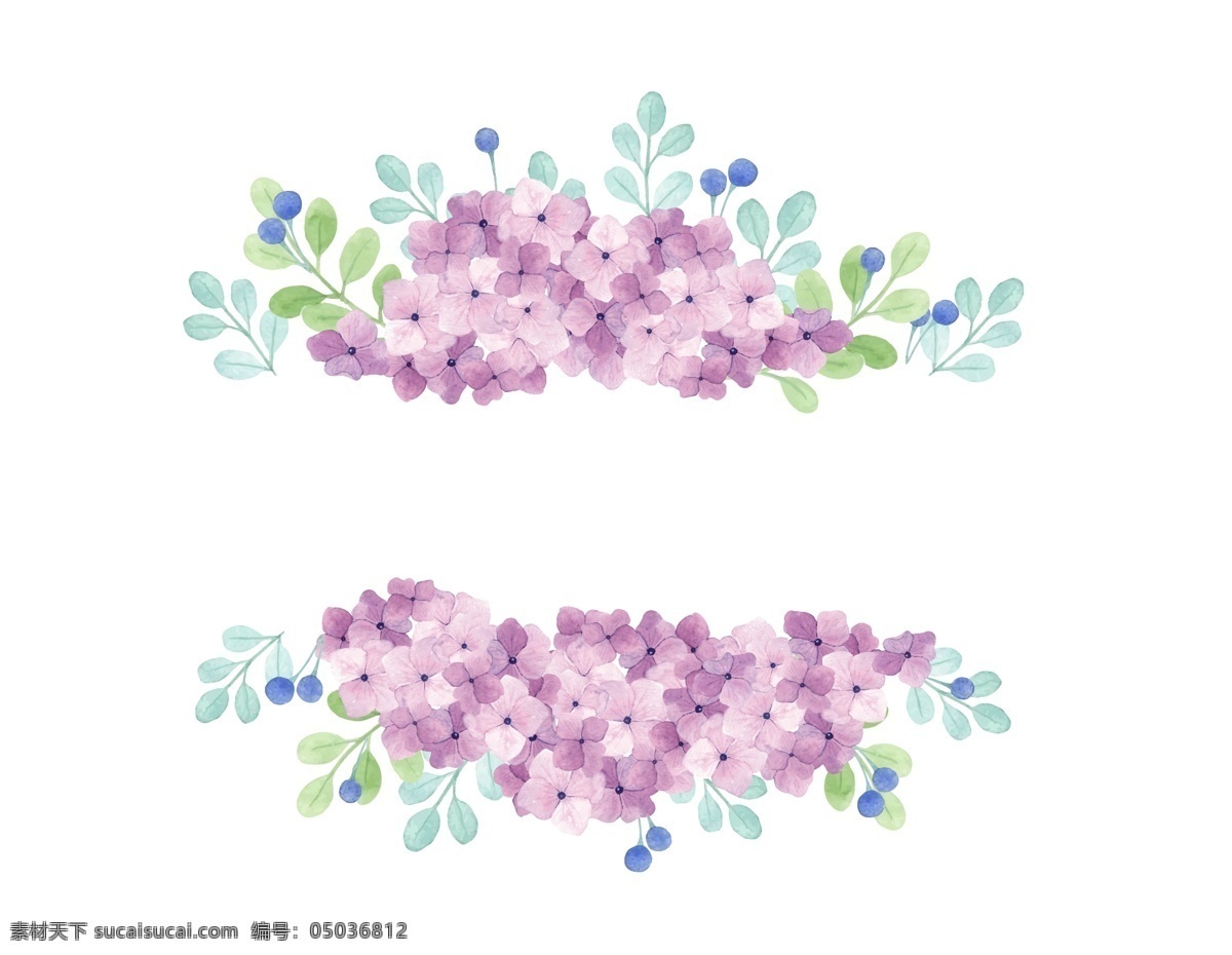 卡通 紫色 花朵 元素 简约 浪漫 紫色花朵 绿叶 手绘 紫色渐变 水墨 ai元素 矢量元素