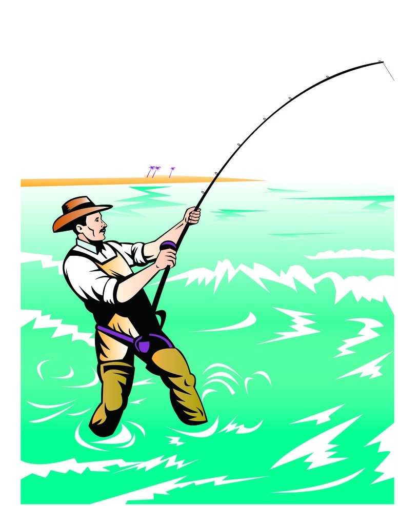 钓鱼 矢量图 垂钓 人物 卡通 矢量素材 河边钓鱼 卡通设计