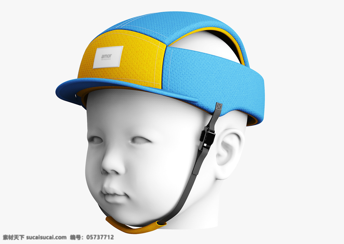 蓝色 婴儿 头部 保护 头盔 保护套 磁性扣 通风