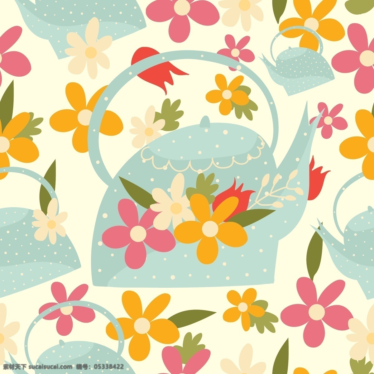 茶花图案 背景 图案 花卉 自然 蓝色 复古 春 茶 黄 装饰 无缝图案 马赛克 开花 无缝 美丽