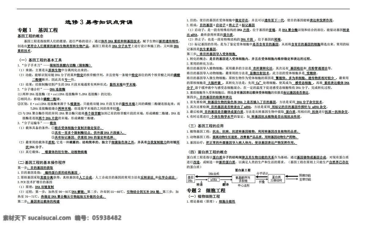 生物 人教 版 高中 选修 知识点 总结 人教版 现代 生物科技 专题 学案