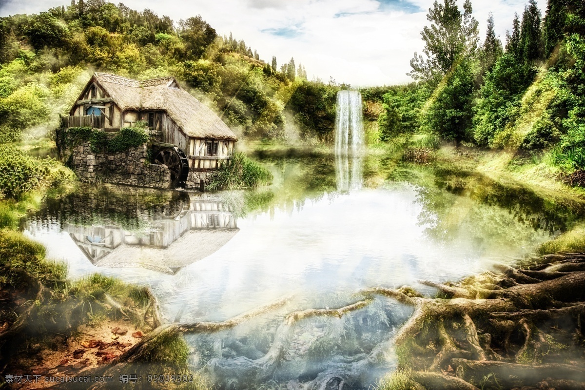 梦幻森林 梦幻 森林 丛林 树林 热带 雨林 童话 唯美 场景 背景 高清 合成 自然景观 自然风光