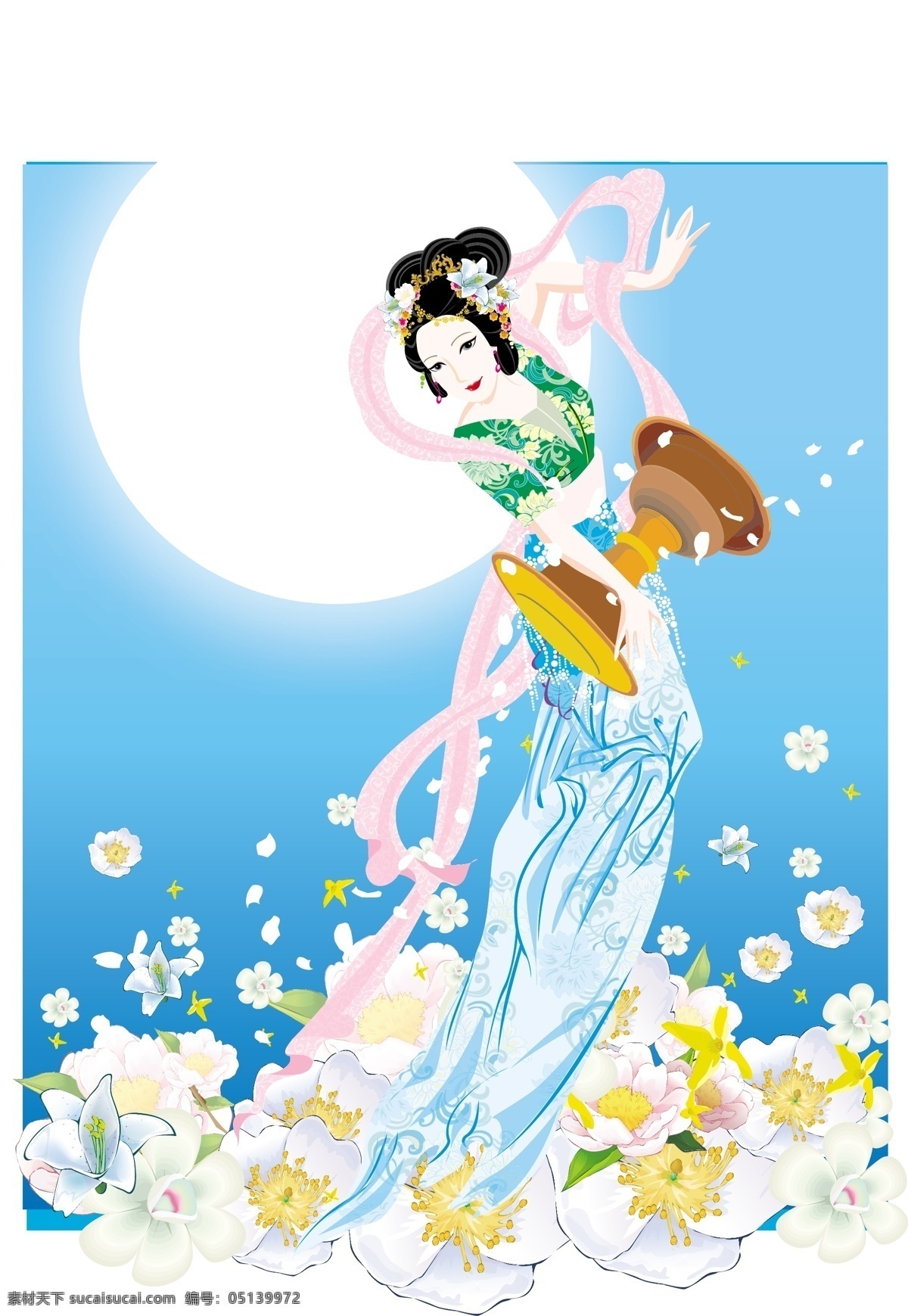 嫦娥奔月 系列 张 矢量 人物 唯美 嫦娥 月亮 线条 矢量人物 妇女女性 矢量图库