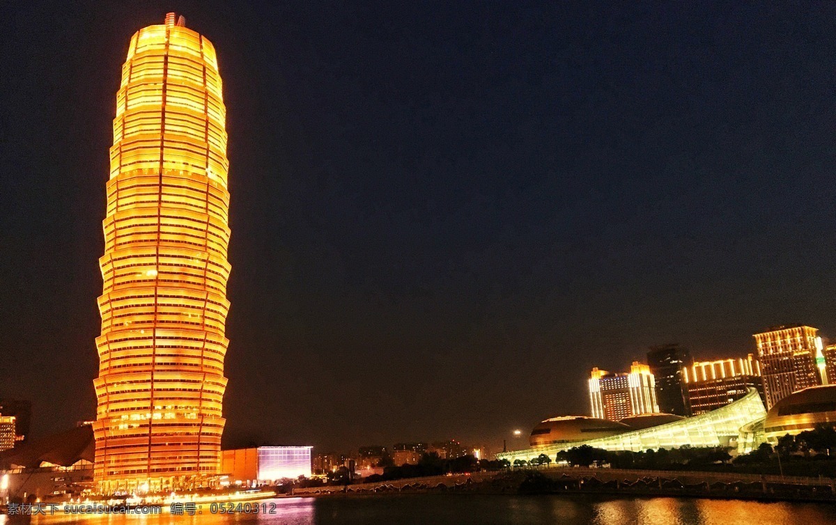 玉米楼 郑州 建筑 夜景 如意湖 灯光 城市夜景 自然景观 建筑景观