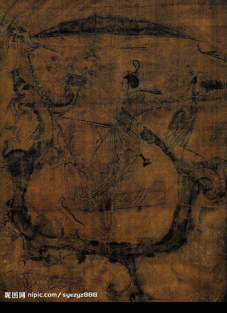帛画 人物 御 龙图 战国 人物御龙图 绢本 墨 绘 淡 设色 彩 厘米 横 文化艺术 绘画书法 设计图库 300