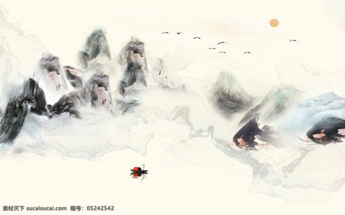 水墨 抽象 线条 创意 玄关 屏风 电视 背 背景墙 壁画